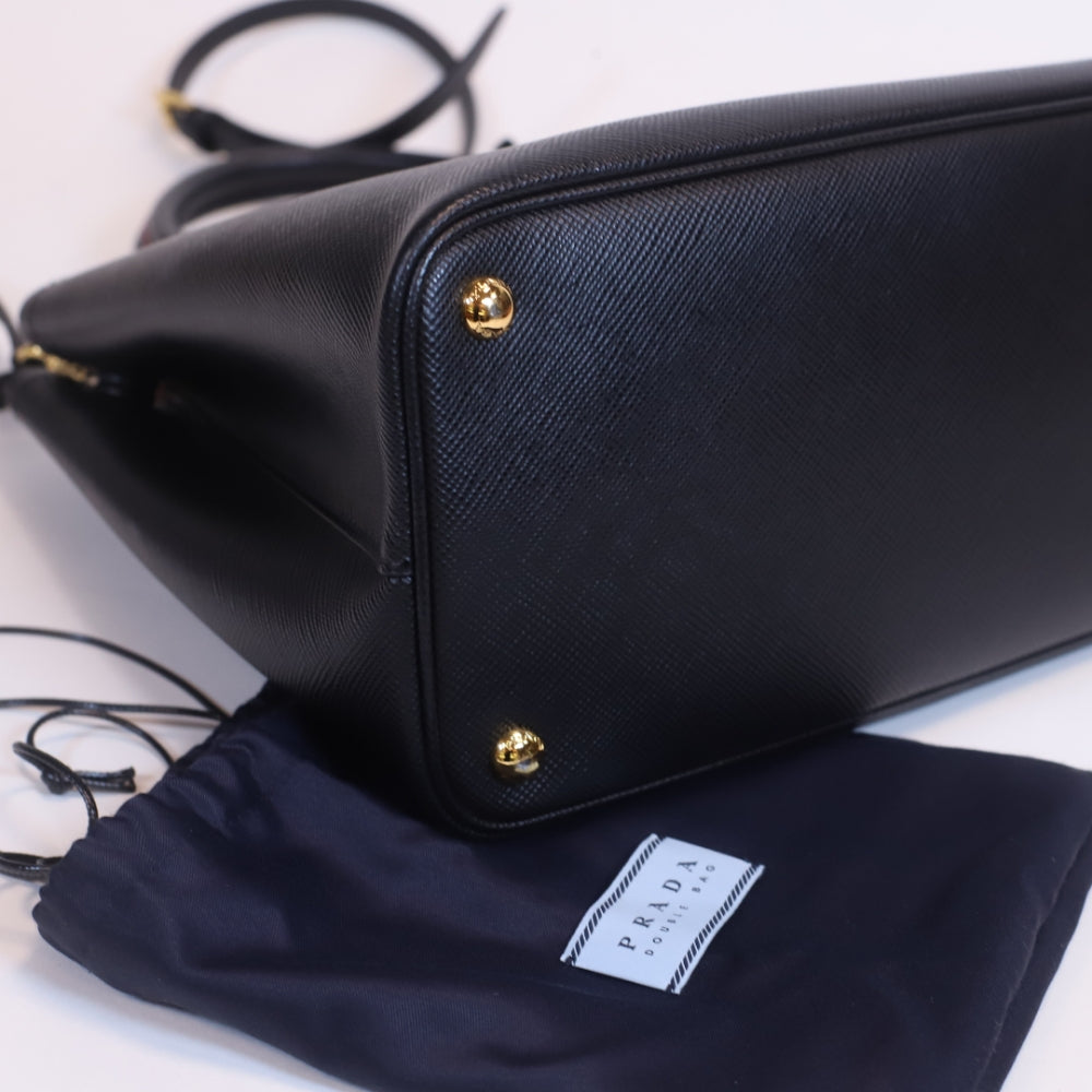 Cuir Double Tote Saffiano Negra