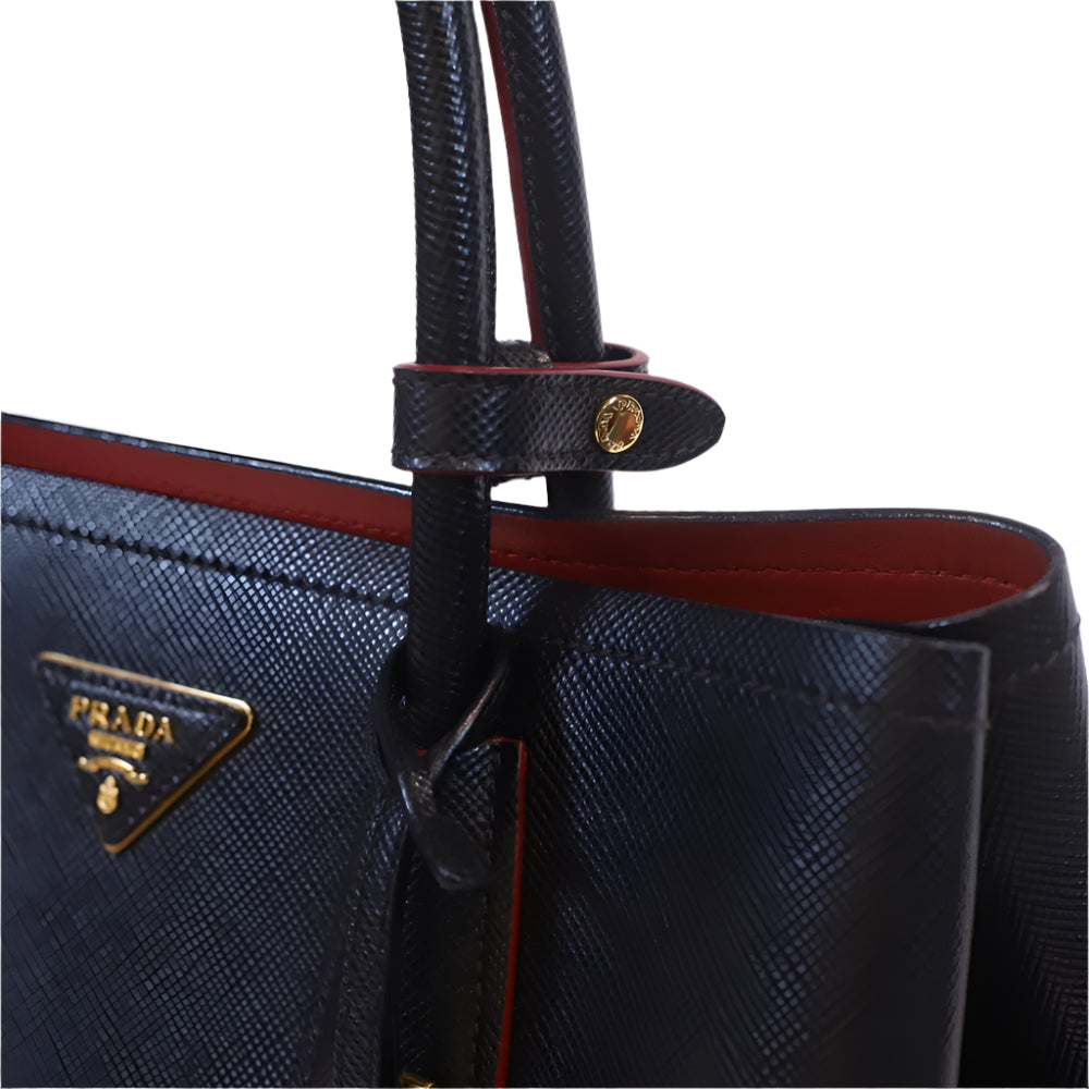 Cuir Double Tote Saffiano Negra