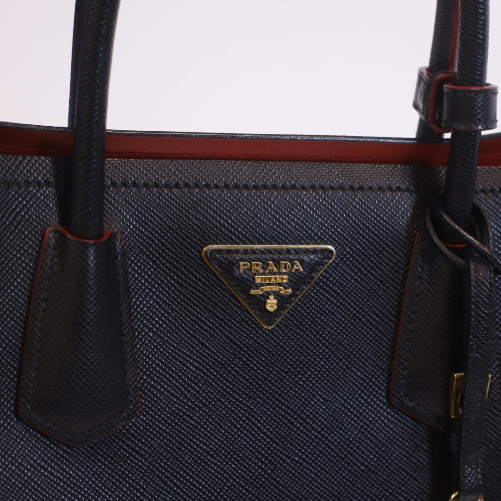 Cuir Double Tote Saffiano Negra