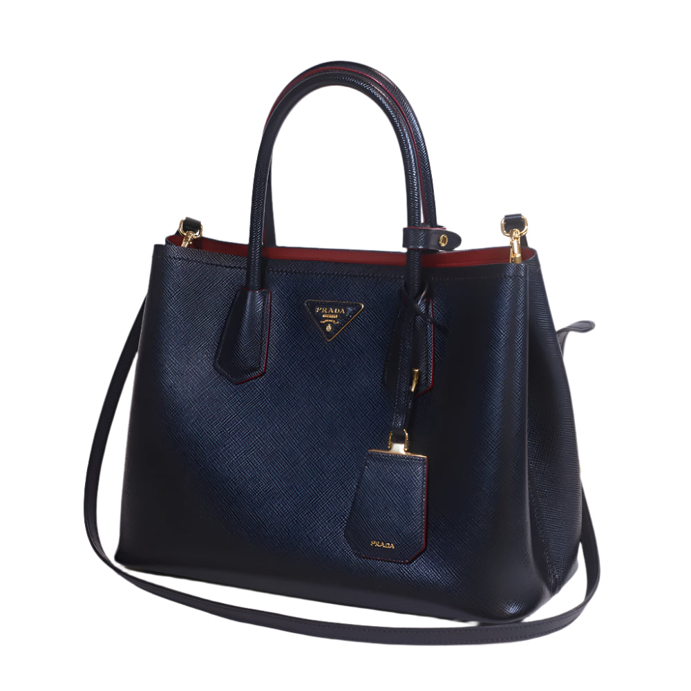 Cuir Double Tote Saffiano Negra