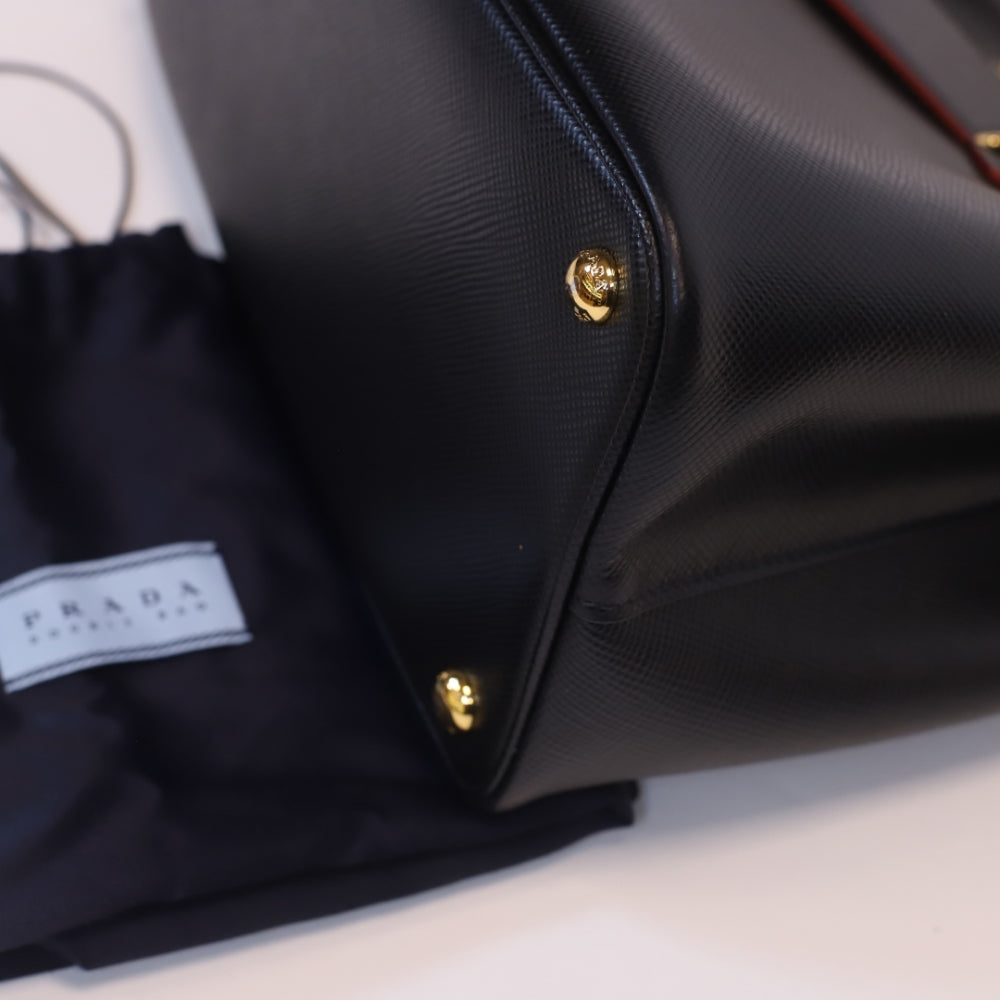 Cuir Double Tote Saffiano Negra