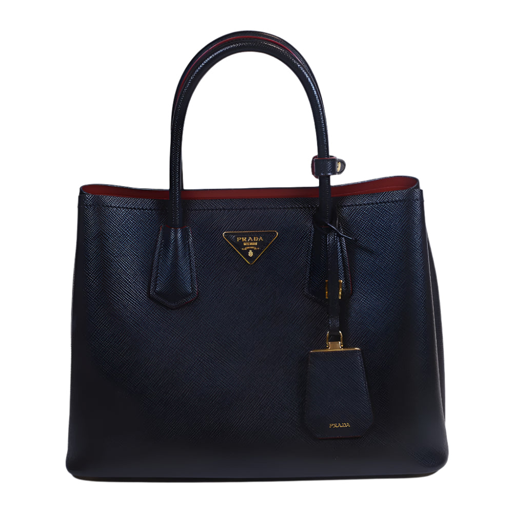 Cuir Double Tote Saffiano Negra