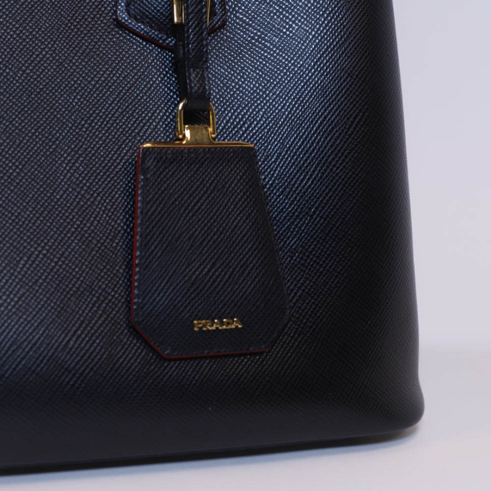 Cuir Double Tote Saffiano Negra