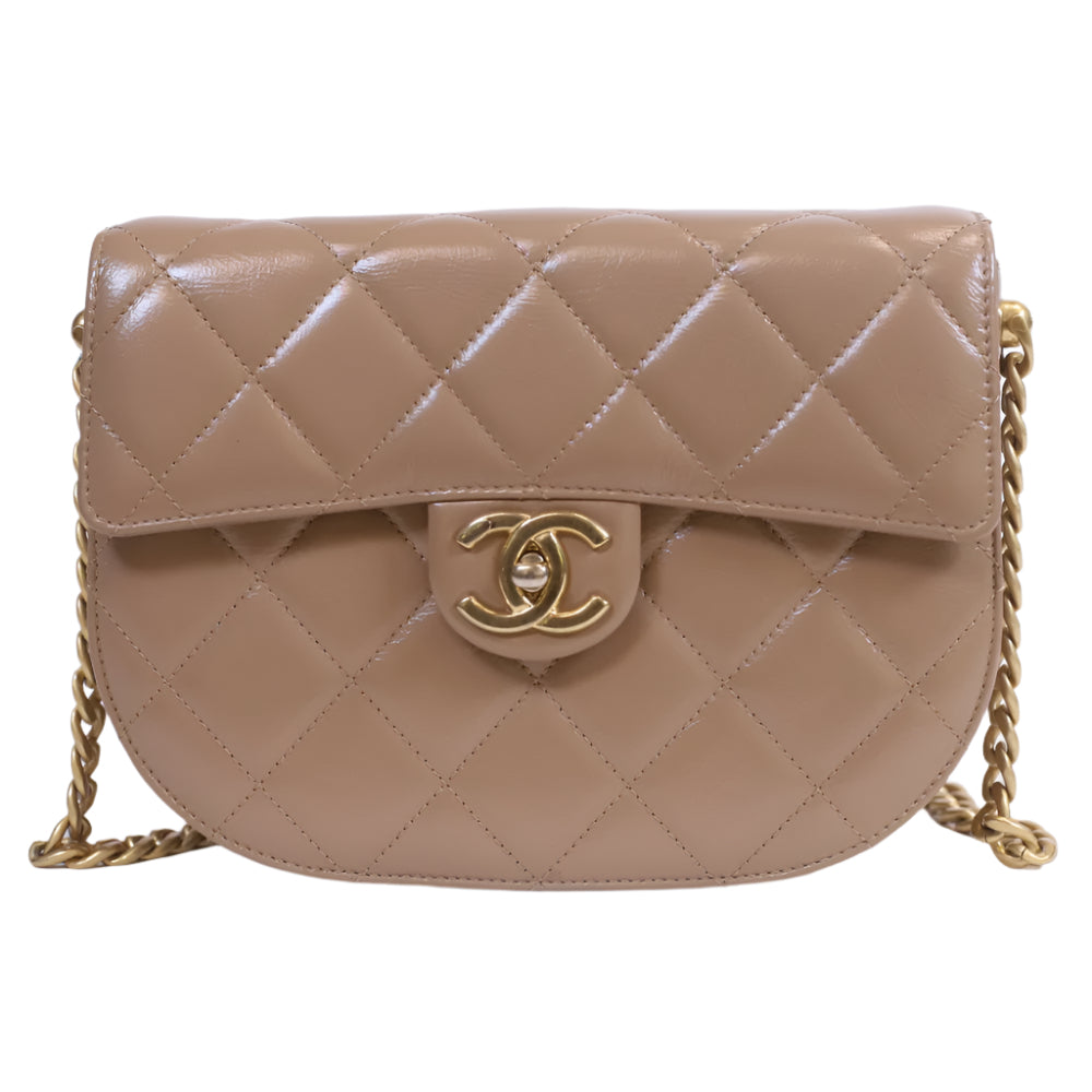 Matelasse Quilted Lambskin Small-half moon