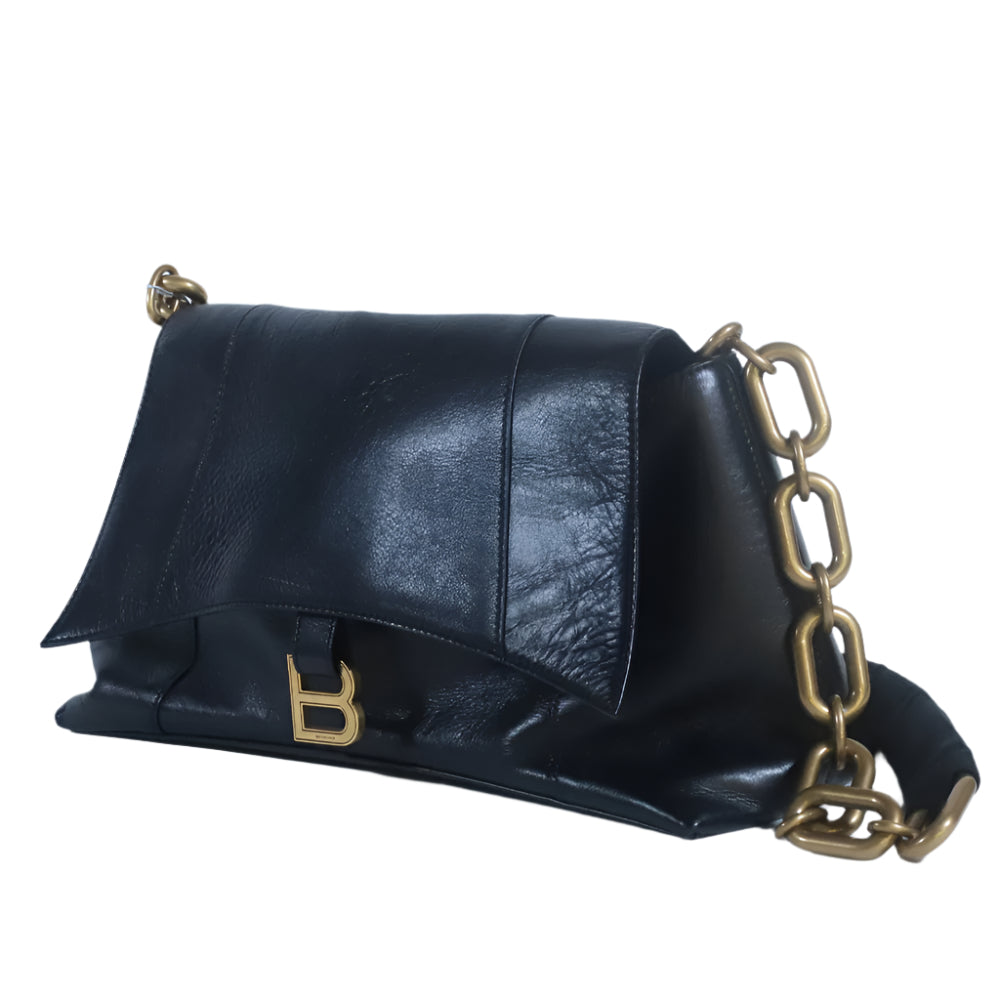 Downtown de cuero negro y Strap de cadena