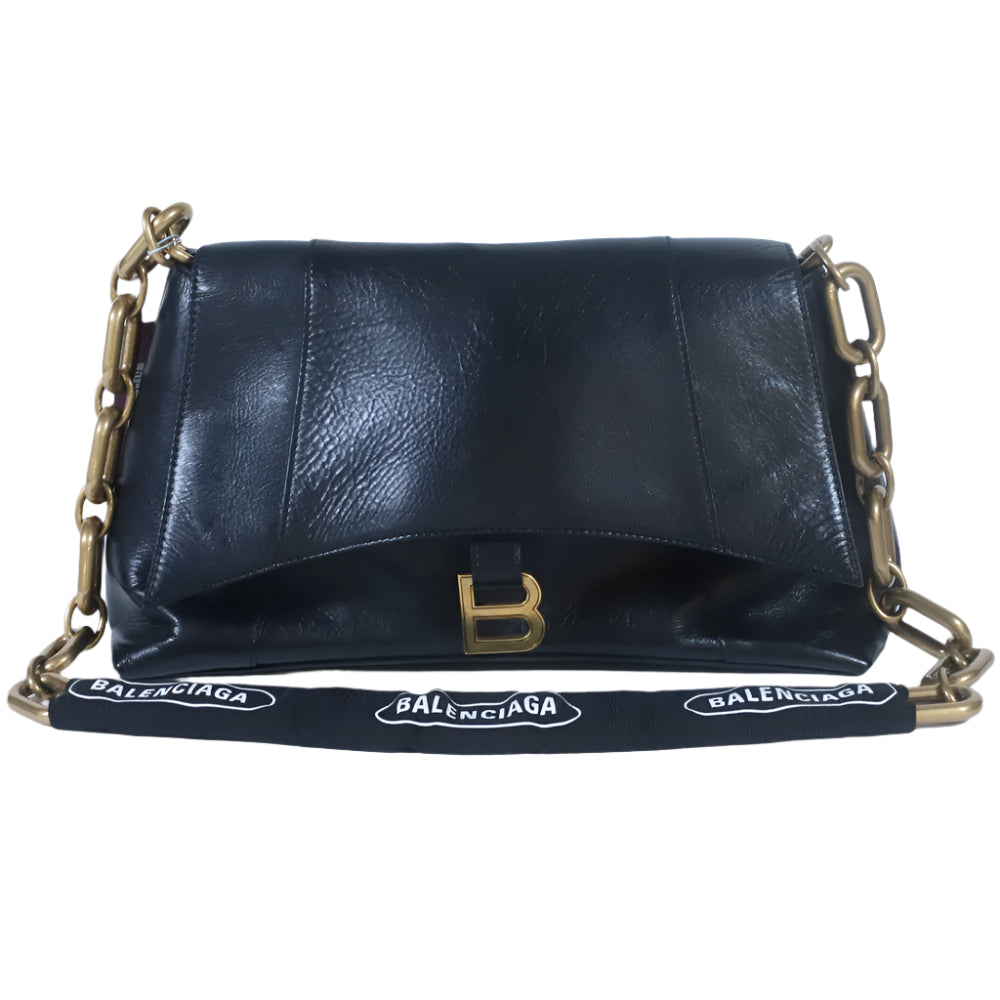 Downtown de cuero negro y Strap de cadena