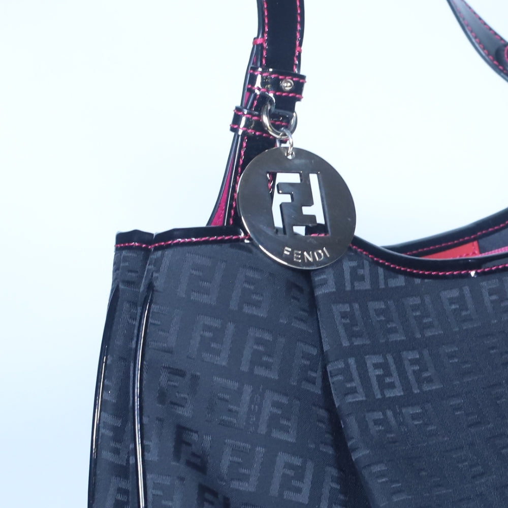 Black Zucchino Canvas & Patent Leather Shopper Tote