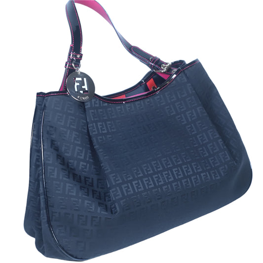 Black Zucchino Canvas & Patent Leather Shopper Tote