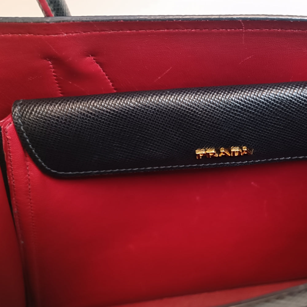 Cuir Double Tote Saffiano Negra