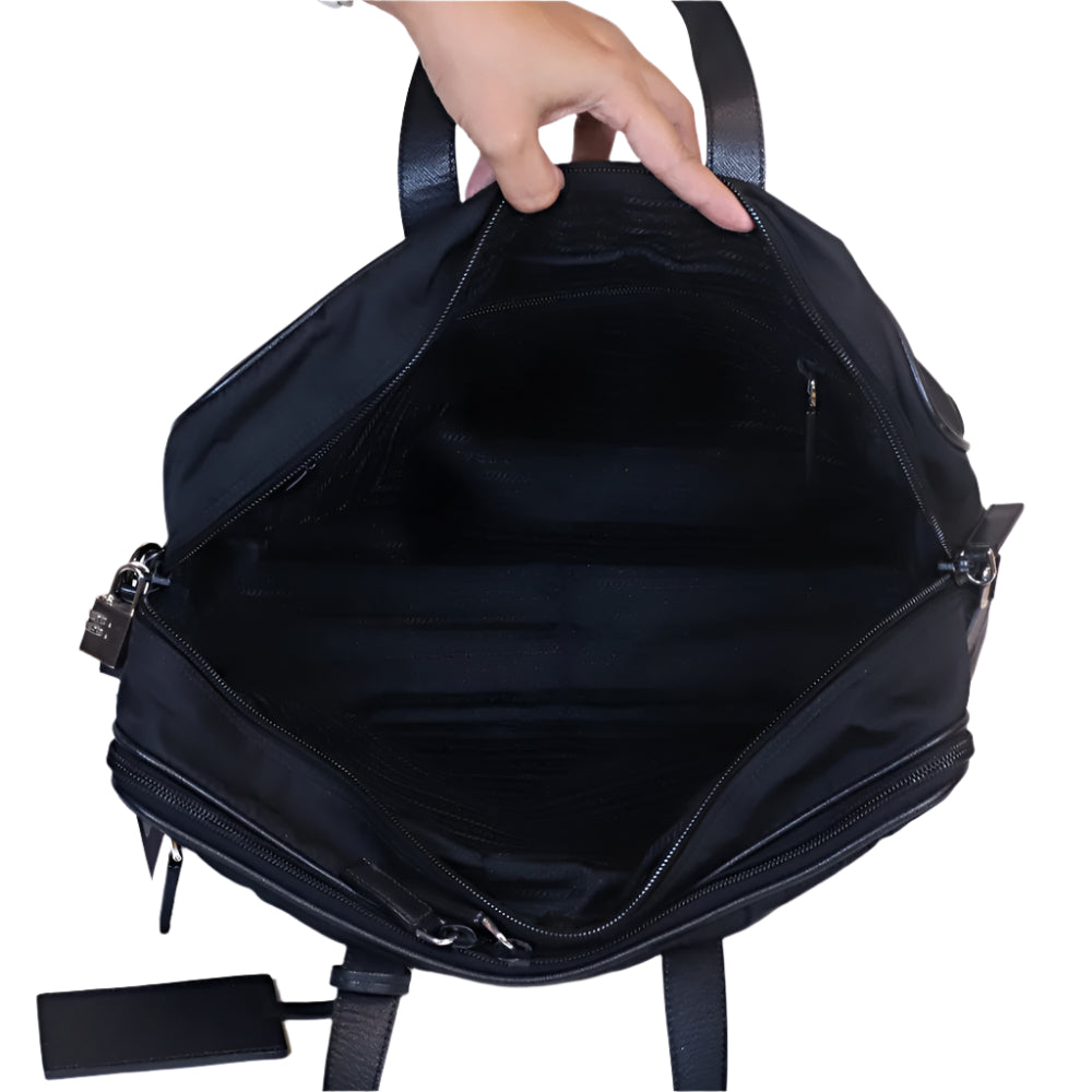 Black Nylon and Saffiano Briefcase (sin strap)