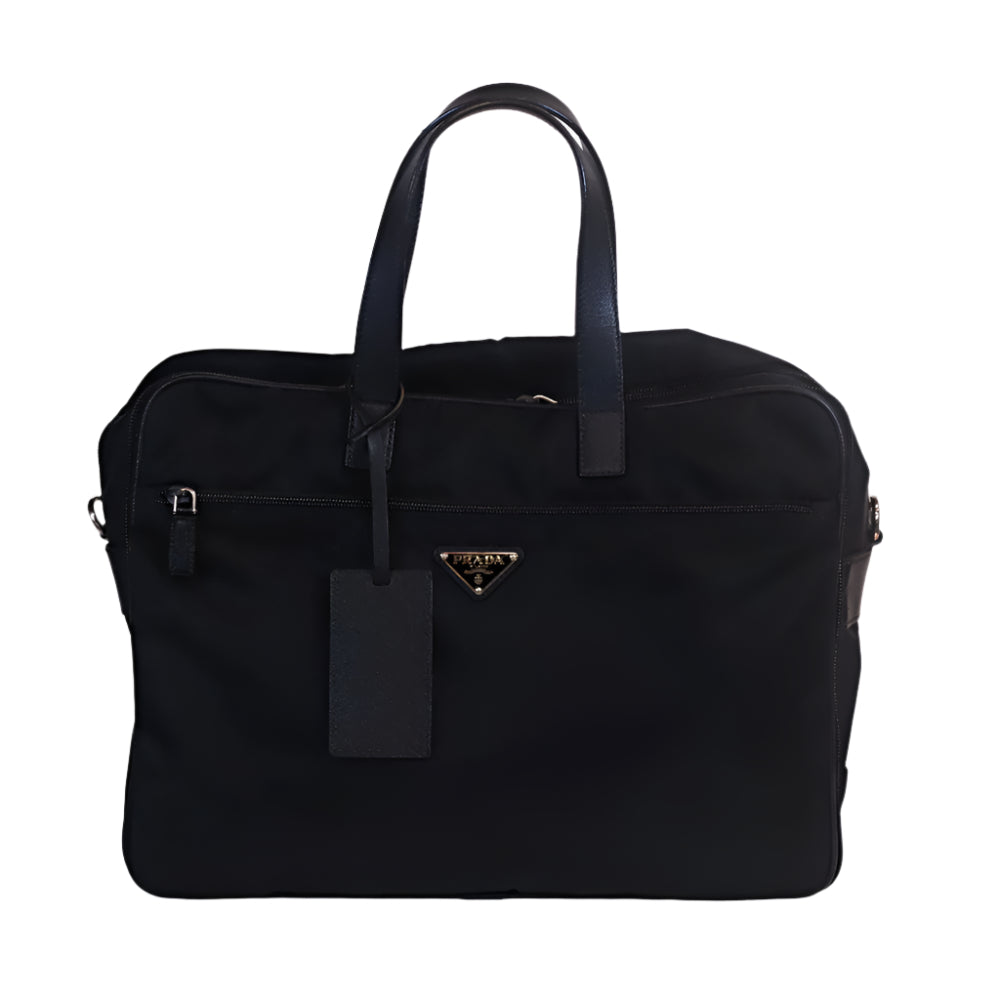 Black Nylon and Saffiano Briefcase (sin strap)