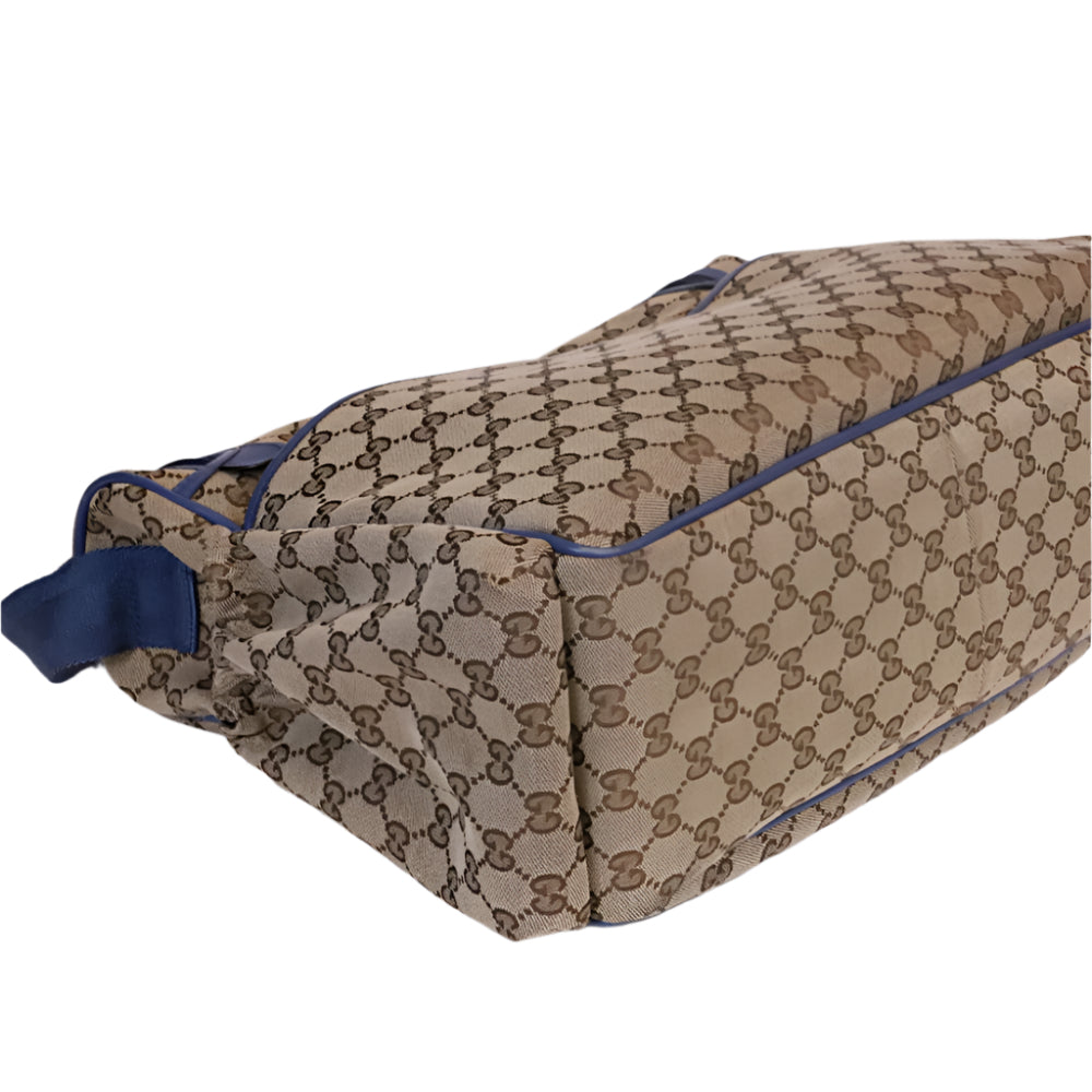 Monogram Canvas with light blue details Diaper Bag