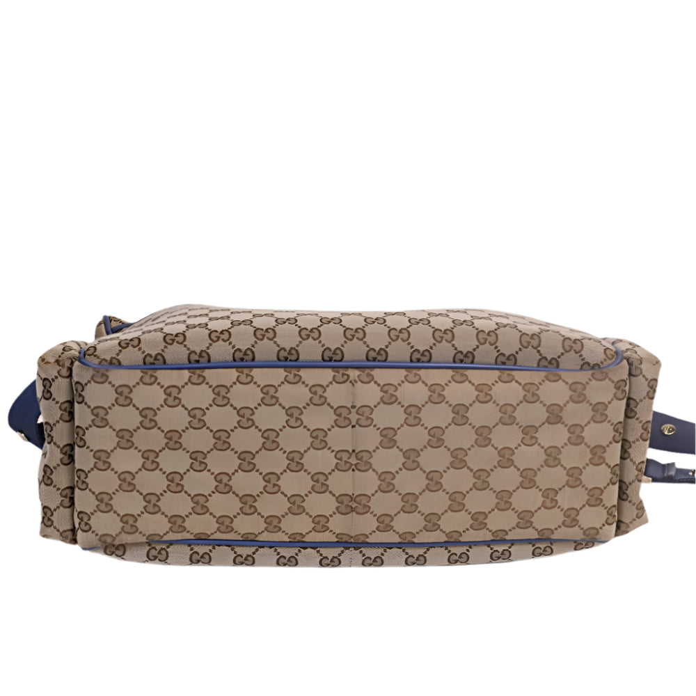 Monogram Canvas with light blue details Diaper Bag