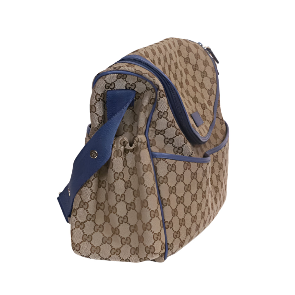 Monogram Canvas with light blue details Diaper Bag