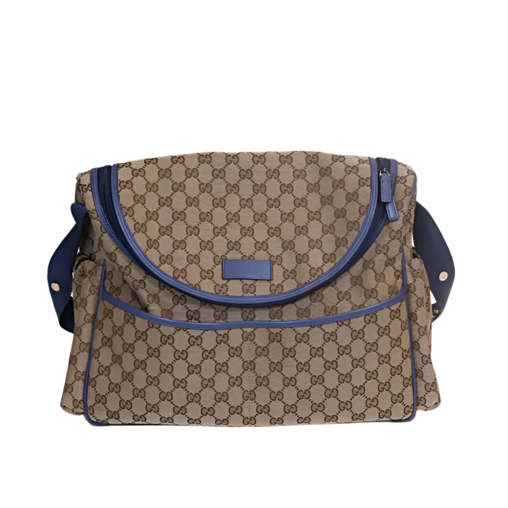 Monogram Canvas with light blue details Diaper Bag