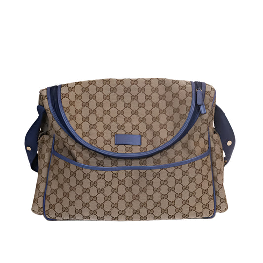 Monogram Canvas with light blue details Diaper Bag