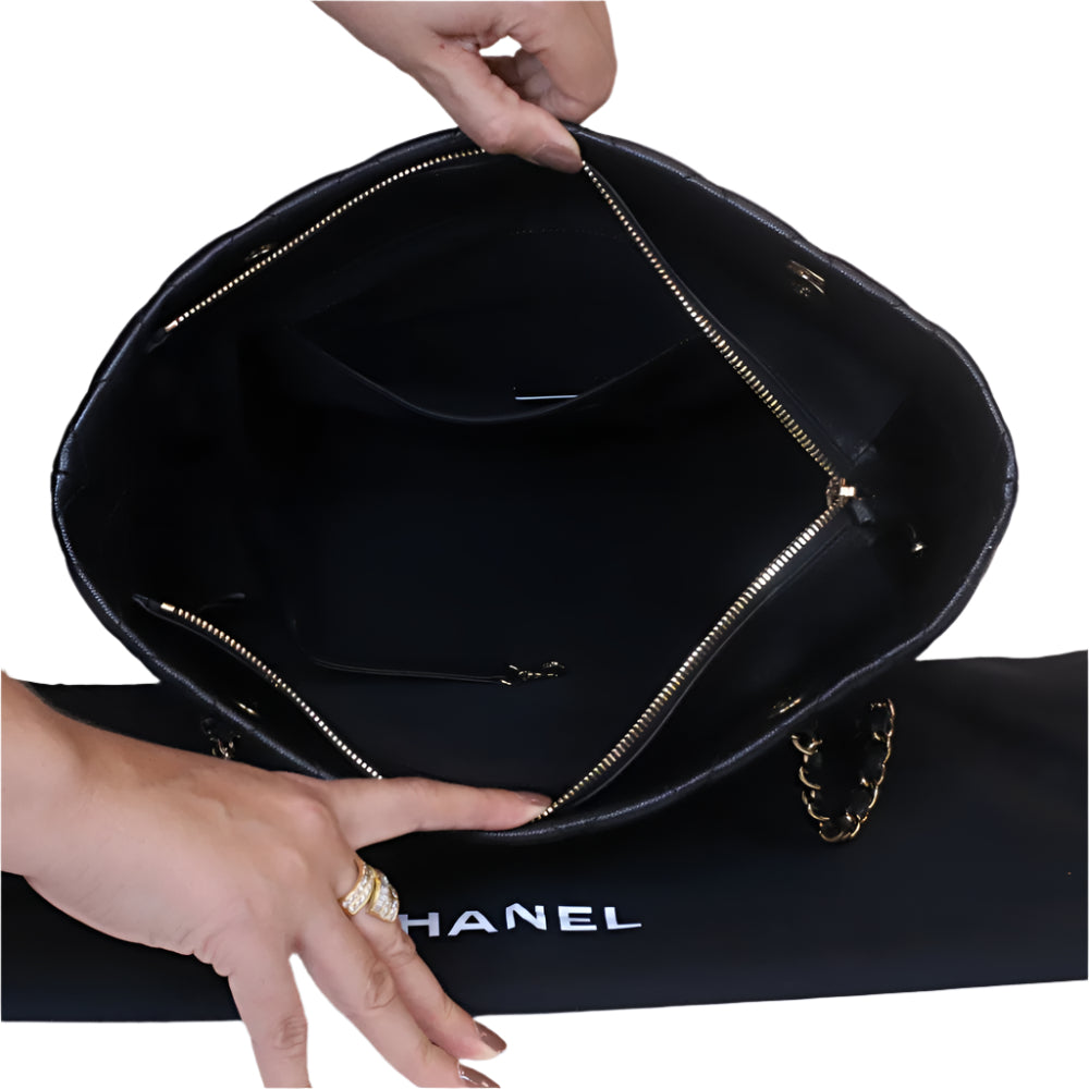 Rolled up Tote Quilted caviar