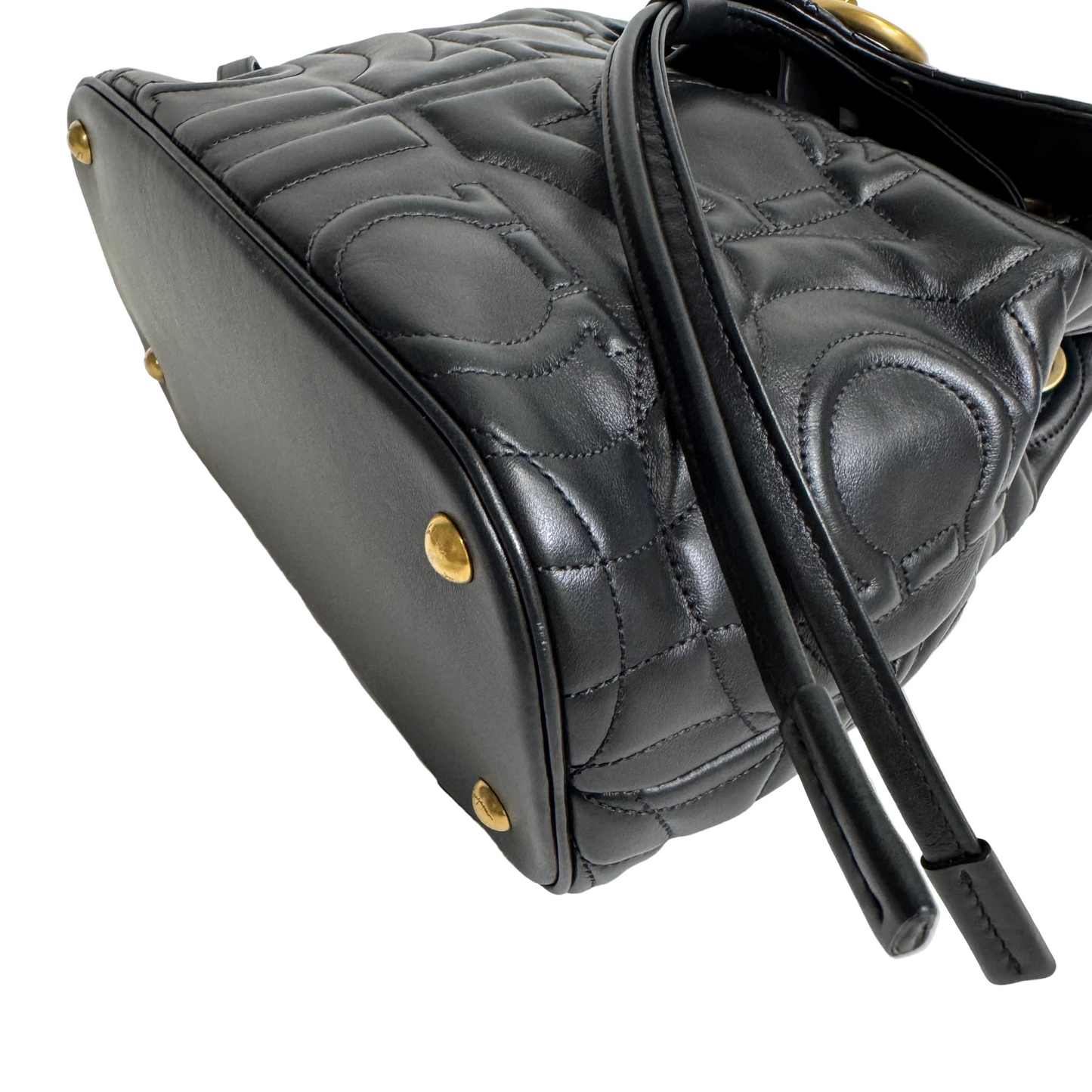 Calfskin Quilted Gancini Backpack in black