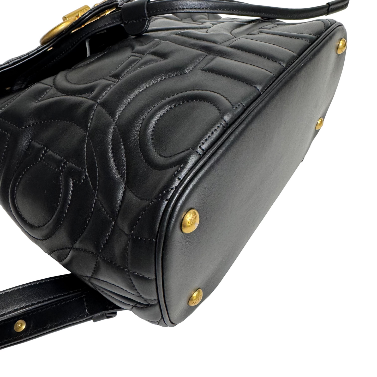 Calfskin Quilted Gancini Backpack in black