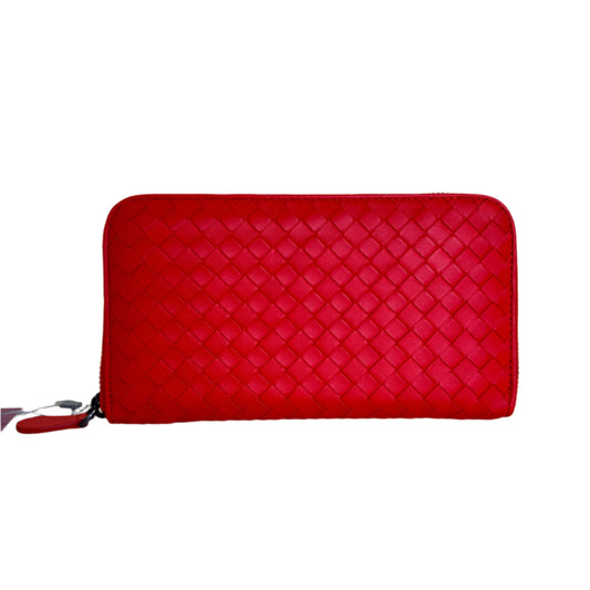 Rround zipper long wallet Intrecciato red
