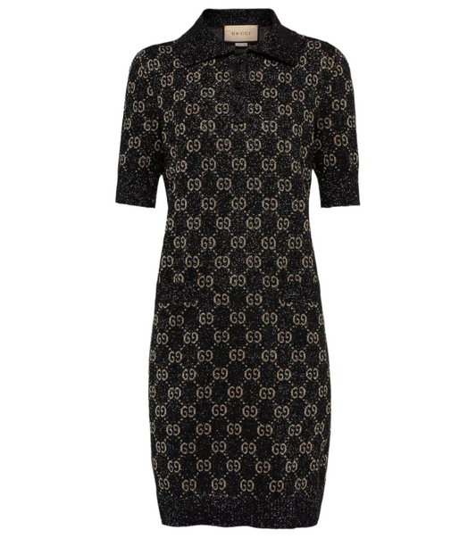 Polokleid lamé GG jacquard dress black, Small