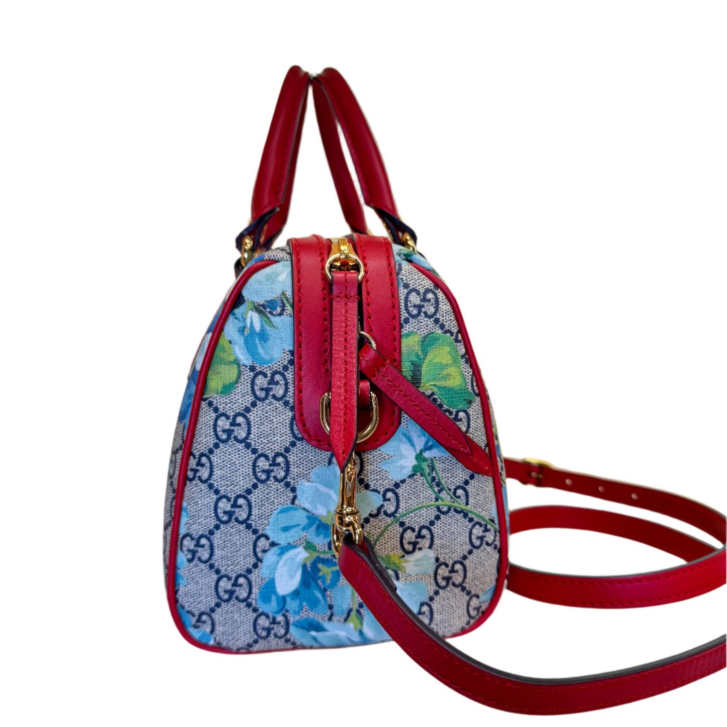Convertible Boston Bag Blossom Print Blue/Red