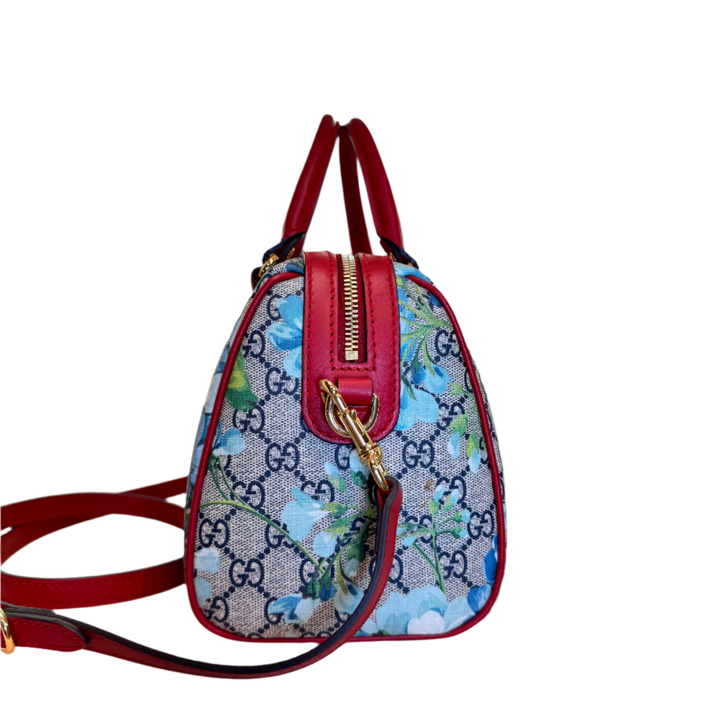 Convertible Boston Bag Blossom Print Blue/Red