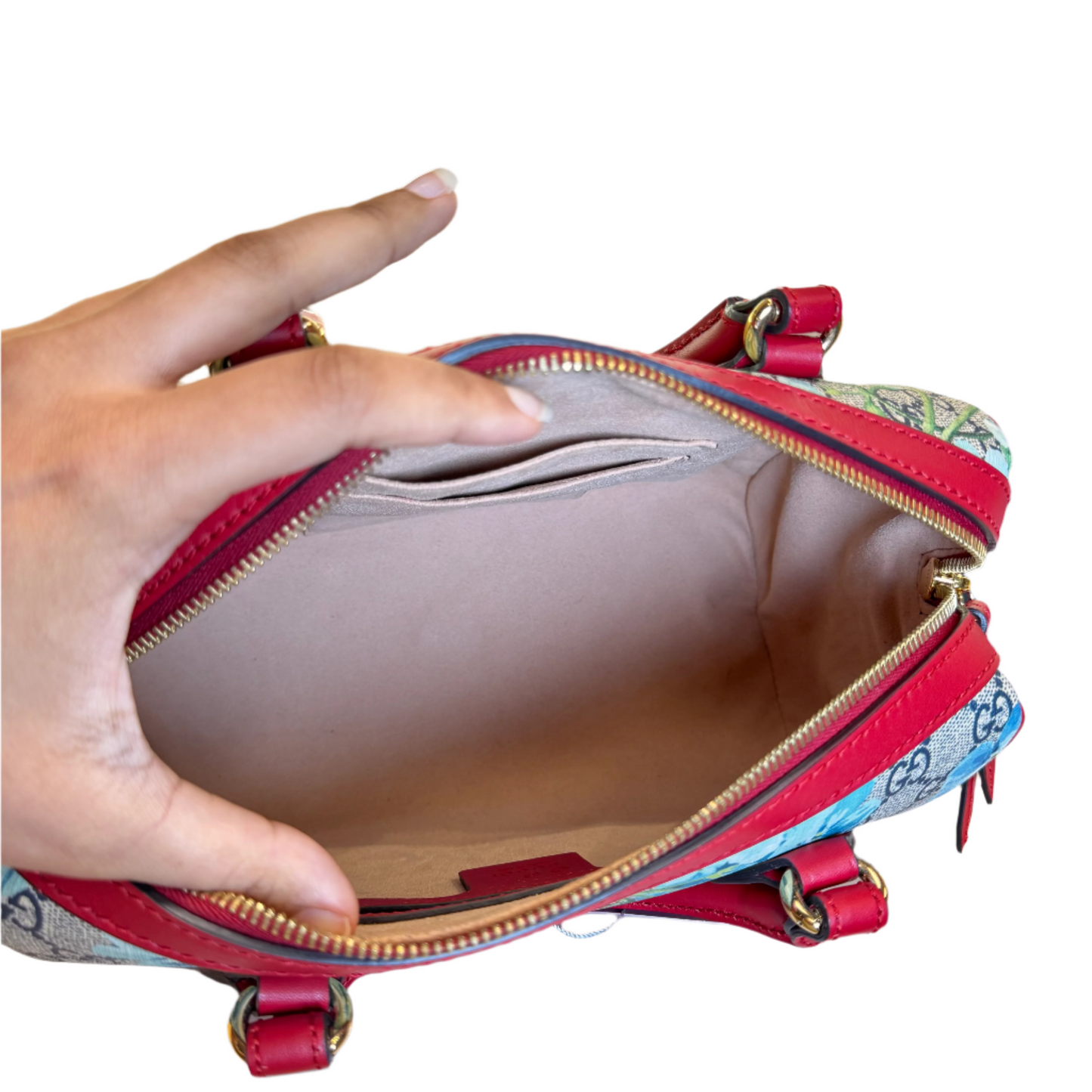 Convertible Boston Bag Blossom Print Blue/Red