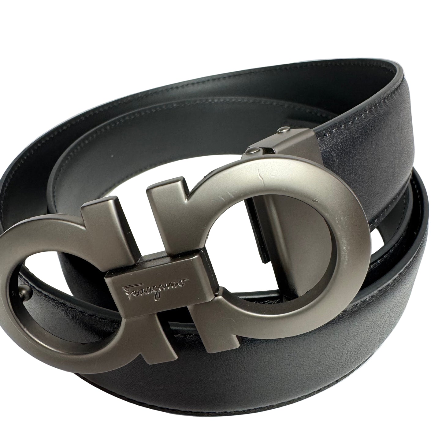 Gancini belt black hebilla mate (no reversible) Talla 34