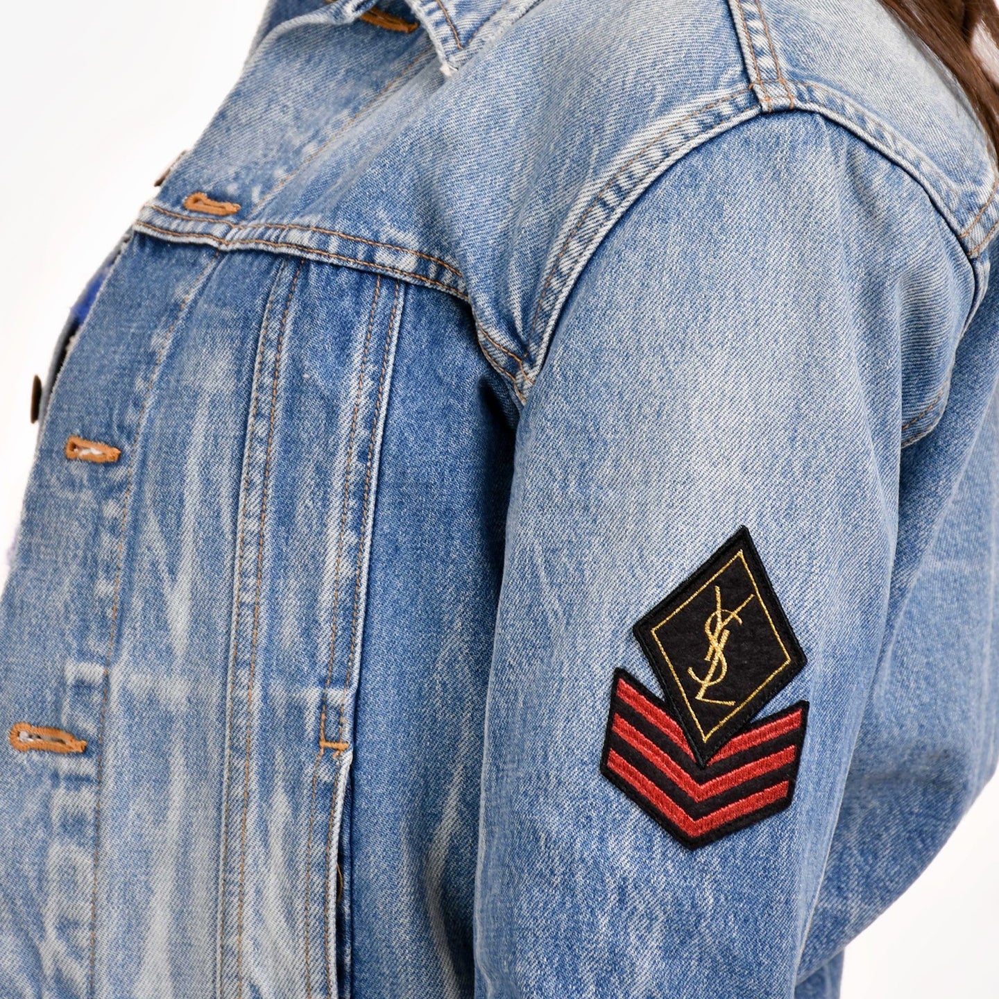 Denim jacket YSL patch XS