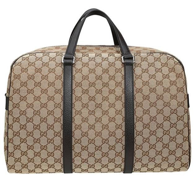 GG canvas brown leather carry on Duffle bag