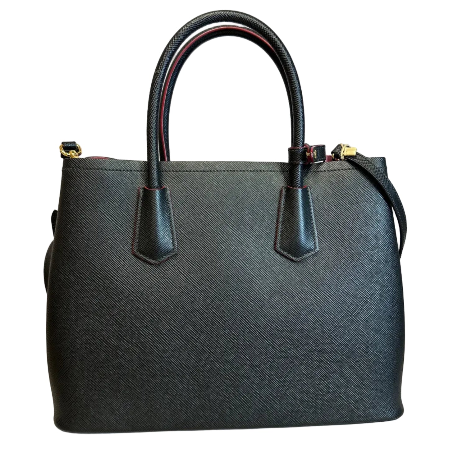Cuir Black Saffiano leather medium con strap