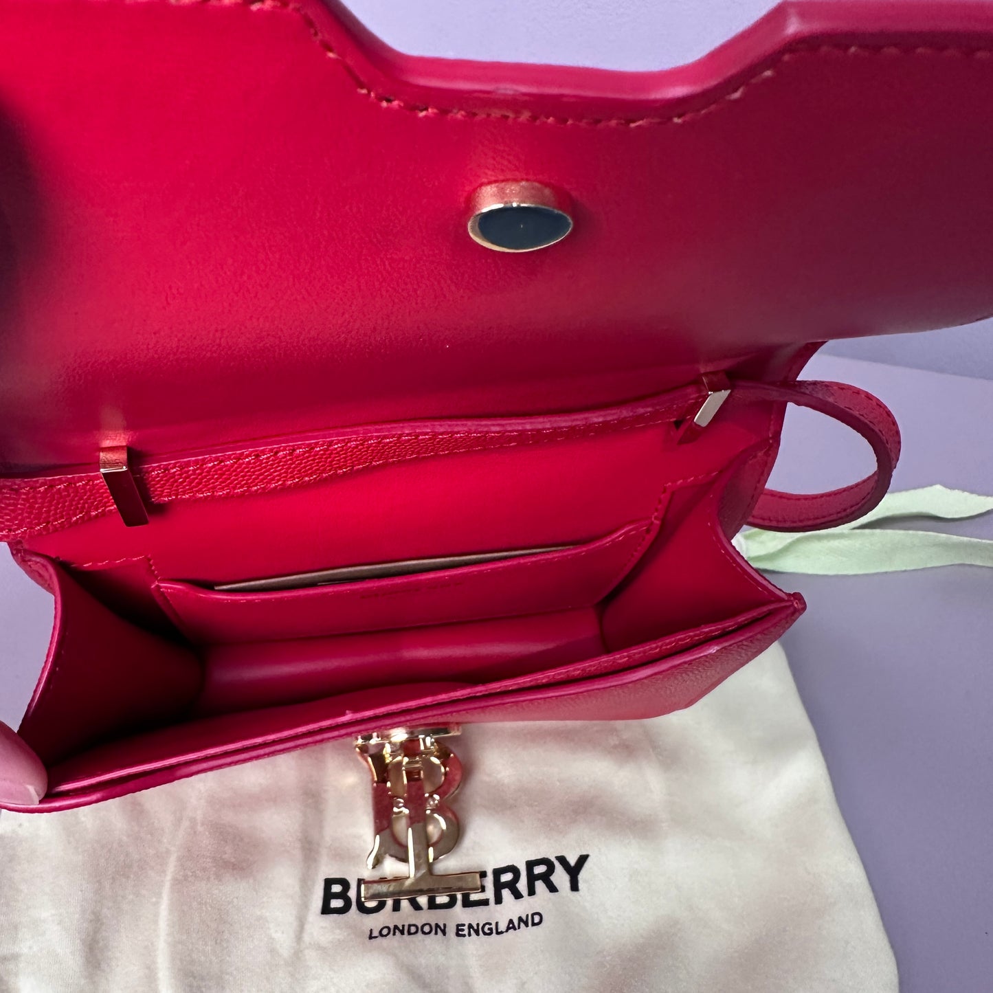Burberry Grainy Small TB Bag in Red
