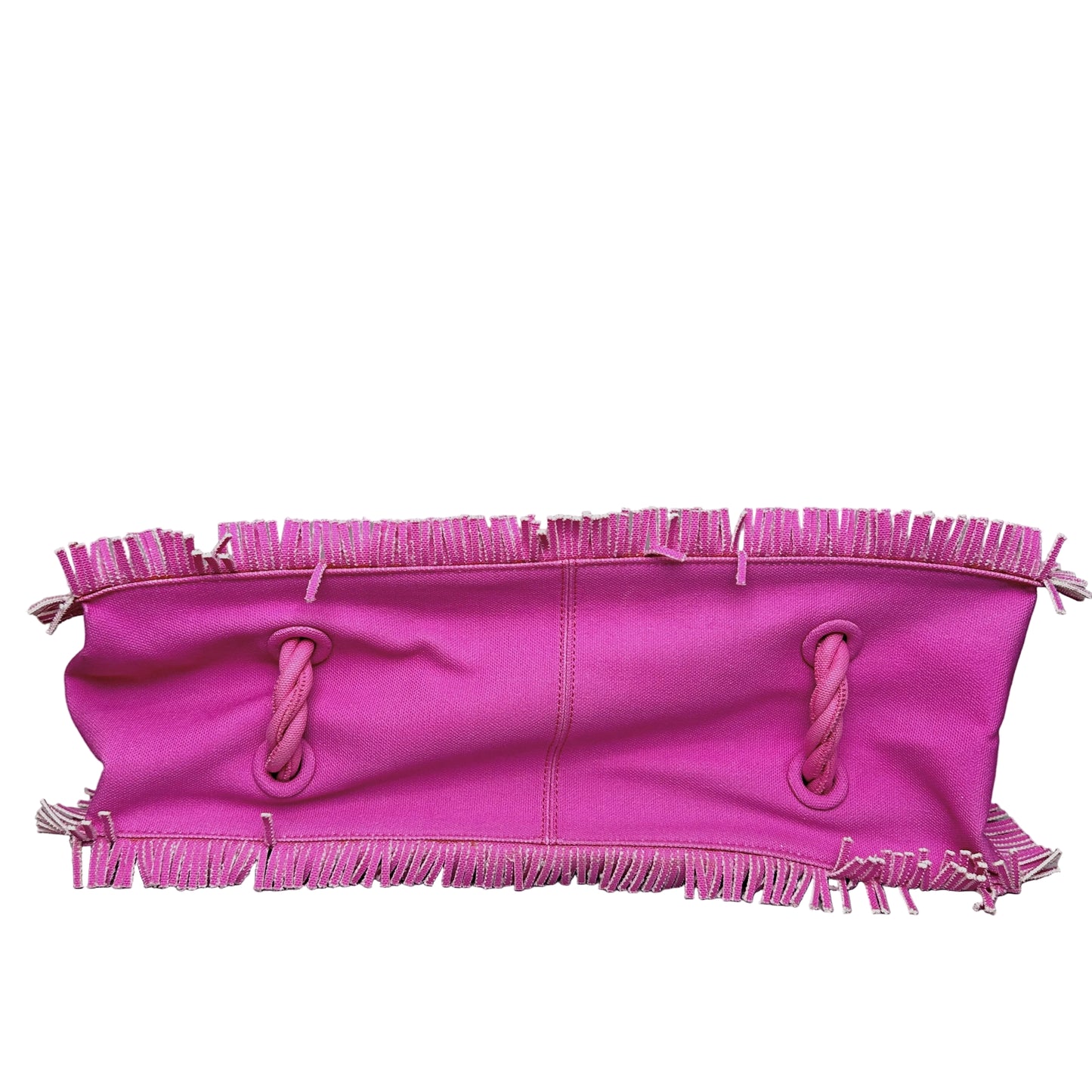 Fringed Printed Canvas Tote PINK