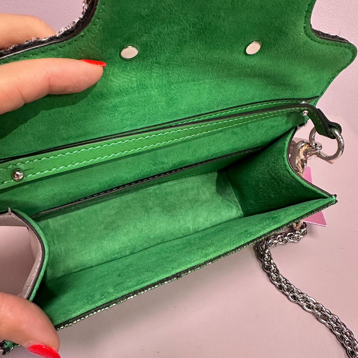 Embelished VLogo Mini Greeen/Silver