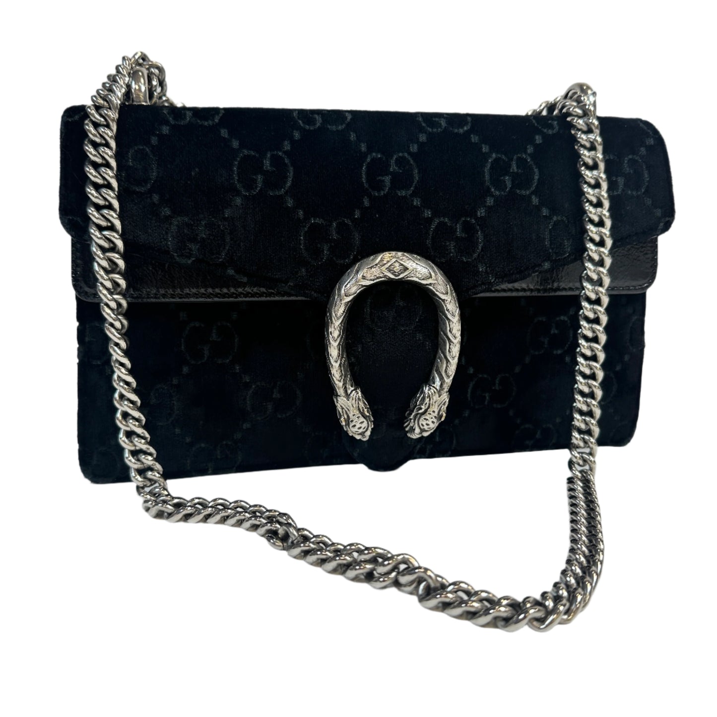Dionysus medium black velvet shoulder bag