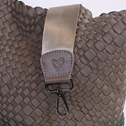Totebag trenzsado caqui y gris con strap
