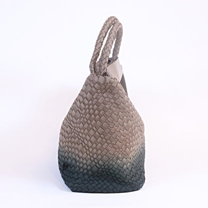 Totebag trenzsado caqui y gris con strap