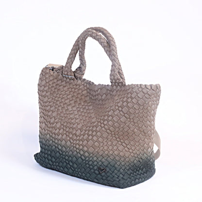 Totebag trenzsado caqui y gris con strap