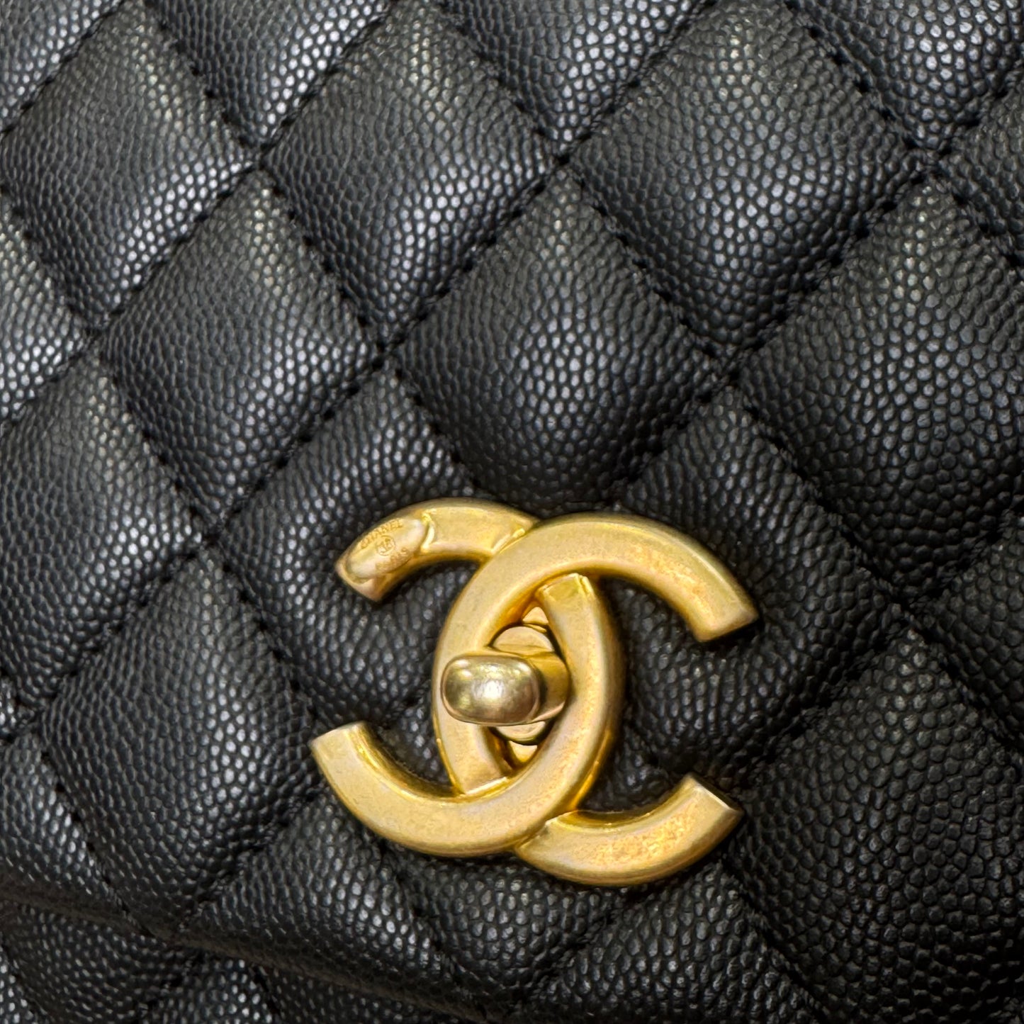 Black flap bag with top handle with crossbody strap calfskin and gold hardware Medium