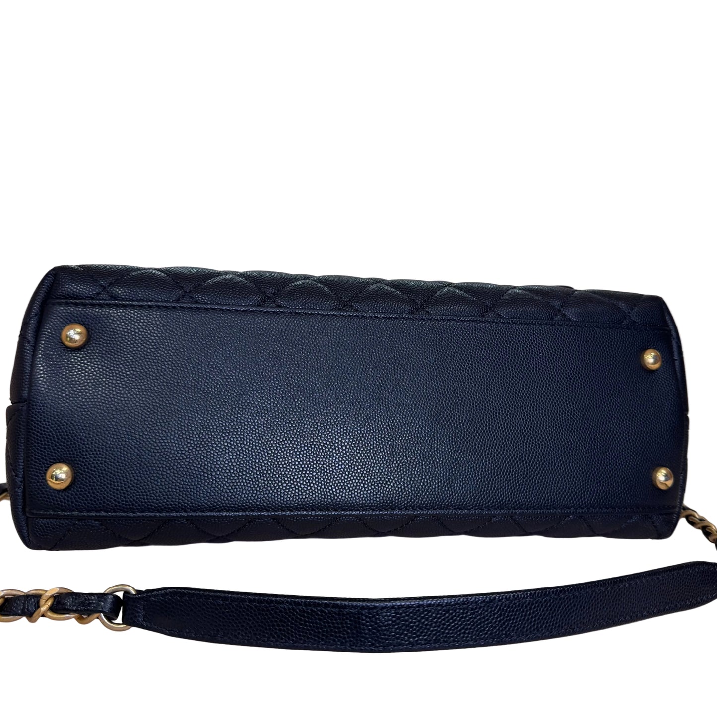 Black flap bag with top handle with crossbody strap calfskin and gold hardware Medium