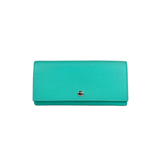 Teal leather Wallet Continental