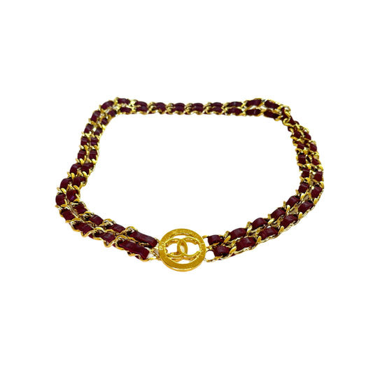 Chanel chain and leather rojo XS