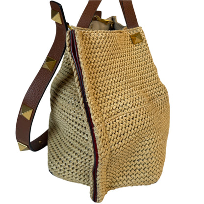 Straw Summer Tote -Saddle