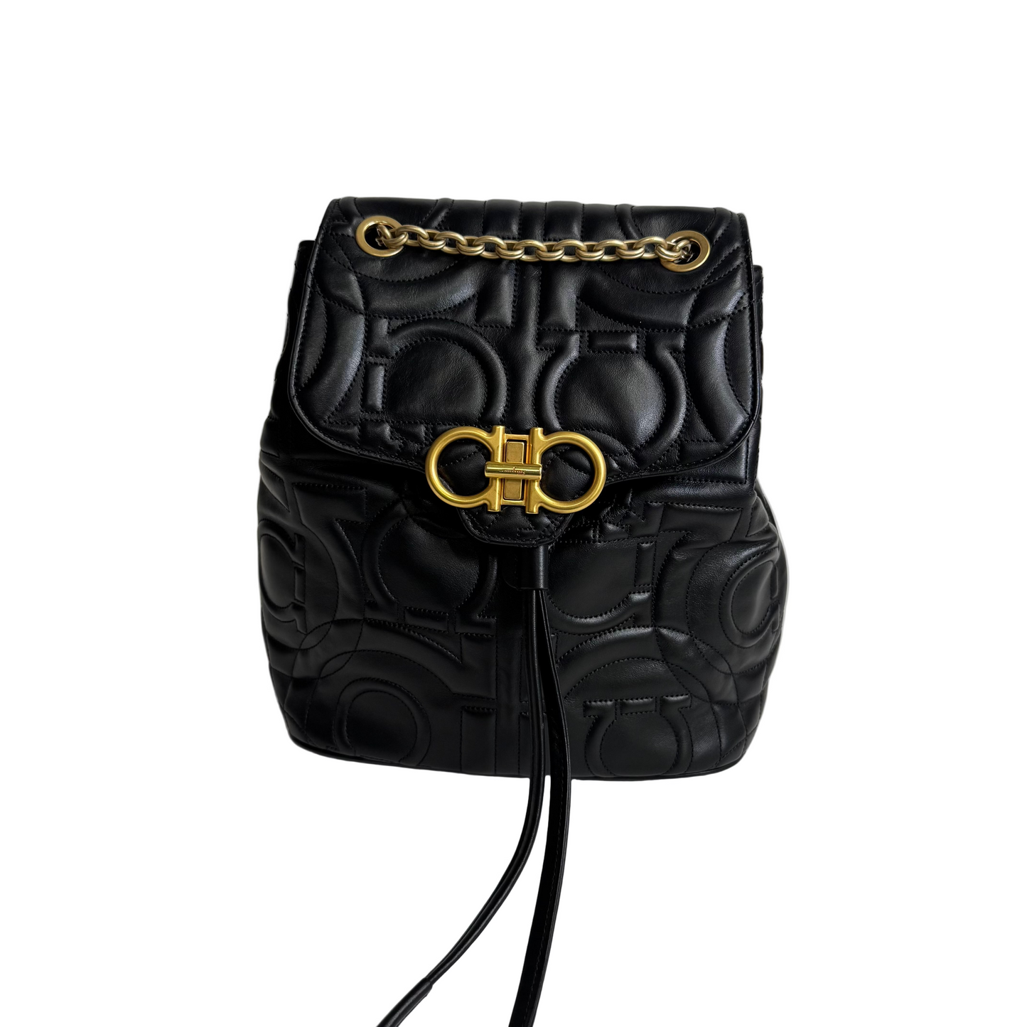 Calfskin Quilted Gancini Backpack in black