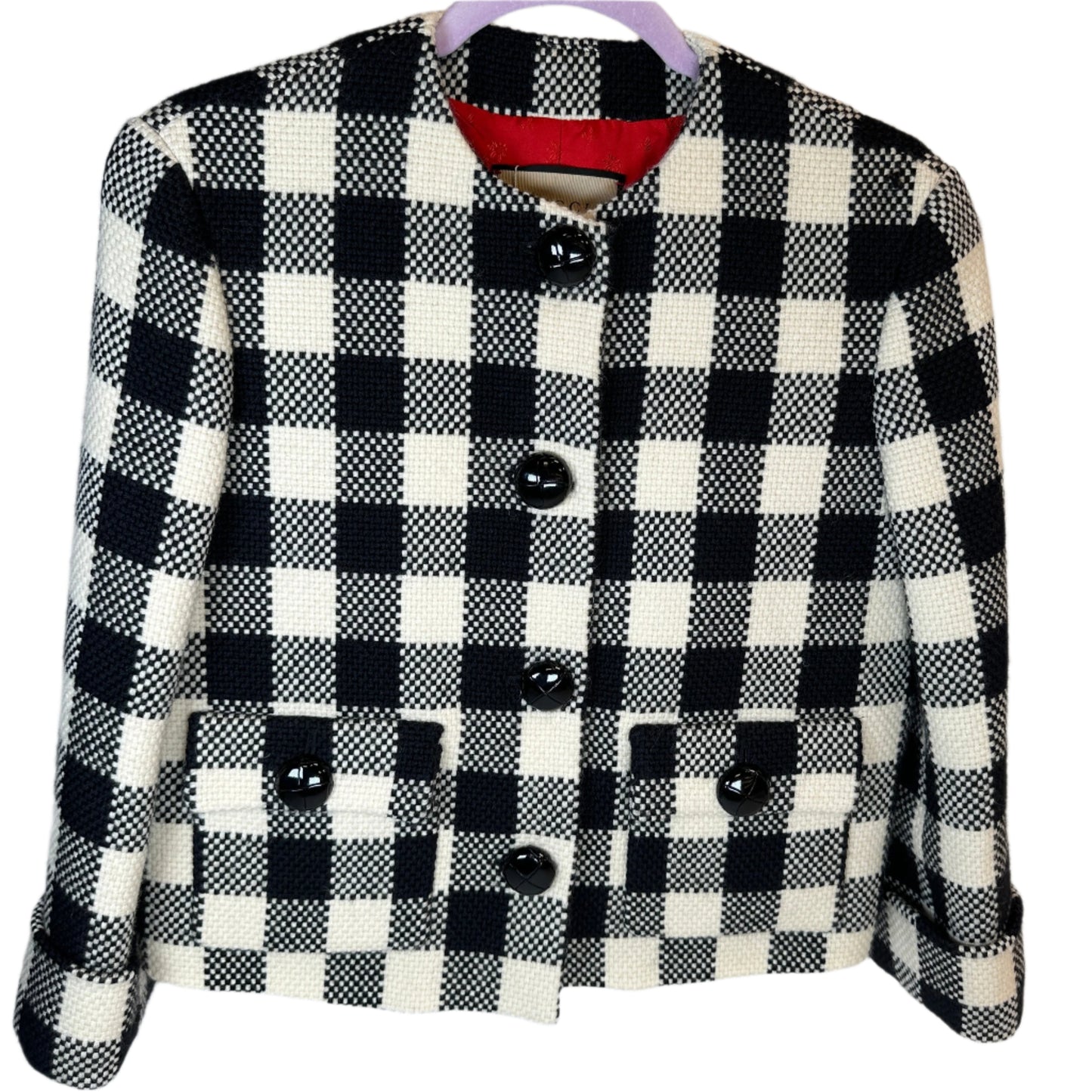 Gingham check wool jacket Talla 34