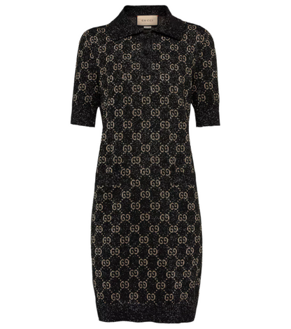Polokleid lamé GG jacquard dress black, Small