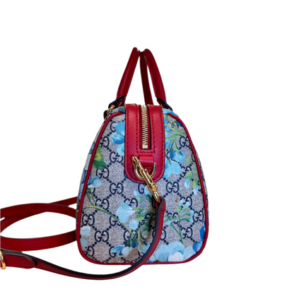 Convertible Boston Bag Blossom Print Blue/Red