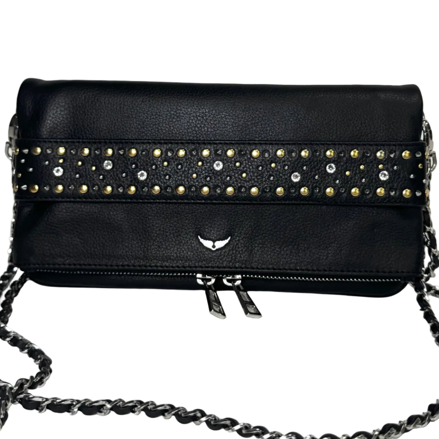 Rock leather clutch bag with studs