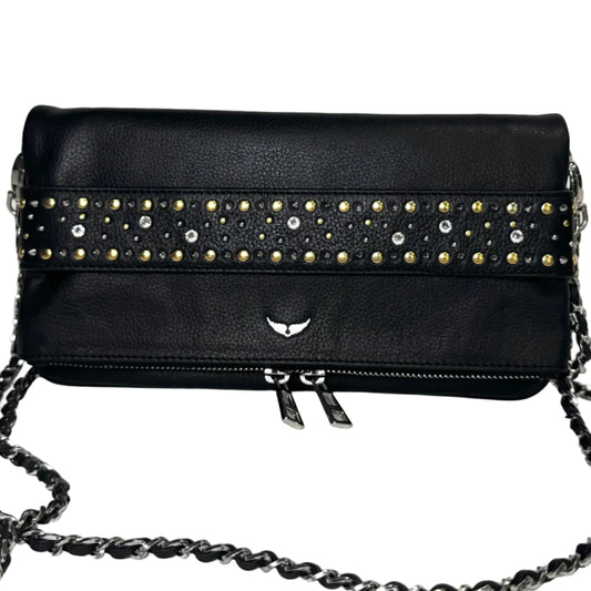 Rock leather clutch bag with studs